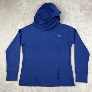 The North Face Hoodie Womens L Blue Thumbholes Outdoors Pullover Sweatshirt EUC